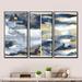 Willa Arlo™ Interiors Dark Blue & Gold Abstract II - 3 Piece Picture Frame Painting on Canvas Canvas, Wood in White | 20 H x 36 W x 1 D in | Wayfair