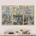 Orren Ellis Glam Gold Reflection - 3 Piece Painting on Canvas Metal in Gray/Yellow | 32 H x 48 W x 1 D in | Wayfair