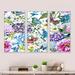 Red Barrel Studio® Vibrant Wild Spring Leaves & Wildflowers XII - 3 Piece Floater Frame Painting on Canvas Metal in Green/Pink/White | Wayfair