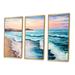 Rosecliff Heights Morning Light On The Ocean Waves III - 3 Piece Floater Frame Painting on Canvas Canvas, in White | 28 H x 36 W x 1 D in | Wayfair