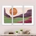 Loon Peak® Abstract Landscapes w/ Mountain Moon & River - 3 Piece Floater Frame Painting on Canvas Canvas, in White | 20 H x 36 W x 1 D in | Wayfair