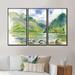 Loon Peak® Beautiful Summer River Green Landscape III - Country Framed Canvas Wall Art Set Of 3 Canvas, Wood in White | 28 H x 36 W x 1 D in | Wayfair