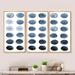 Orren Ellis Circle Grid In Shades Of Grey - Modern Framed Canvas Wall Art Set Of 3 Metal in Black/Blue/Gray | 32 H x 48 W x 1 D in | Wayfair