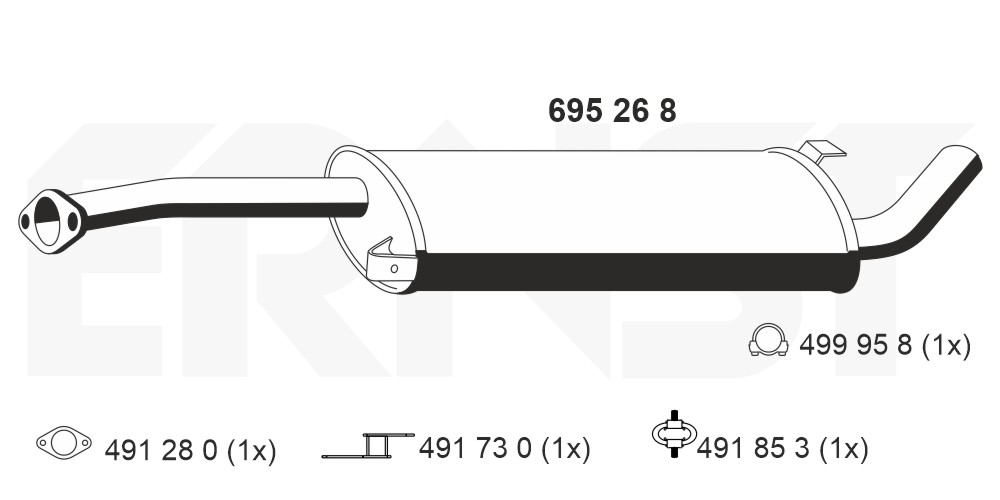 ERNST Mittelschalldämpfer 695268 für NISSAN 20100-7F053 Image