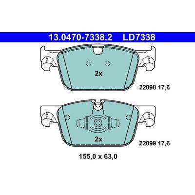 ATE Ceramic Bremsbelagsatz, Scheibenbremse vorne rechts links für VOLVO 31658359 32276321 31423651 13.0470-7338.2