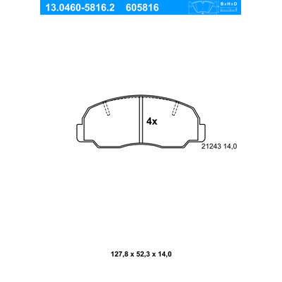 ATE Bremsbelagsatz, Scheibenbremse vorne rechts links für DAIHATSU 04491-87606-000 04491-60060-000 04491-87602-000 13.04