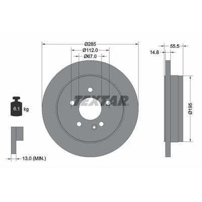 TEXTAR Bremsscheibe PRO hinten rechts links voll 285mm für MERCEDES-BENZ A1634210112 A1634230112 1634230112 92090003