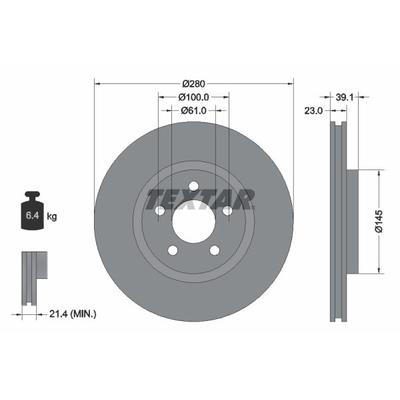 TEXTAR Bremsscheibe PRO+ vorne rechts links innenbelüftet 280mm für DODGE CHRYSLER 05273141AA 04509994 5273141AB 9210850