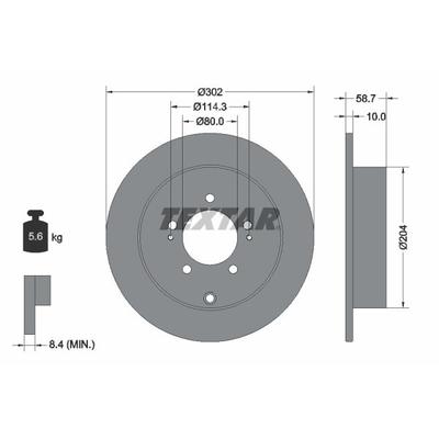 TEXTAR Bremsscheibe PRO hinten rechts links voll 302mm für MITSUBISHI PEUGEOT CITROËN 4615A035 4249F4 1611500480 9216700