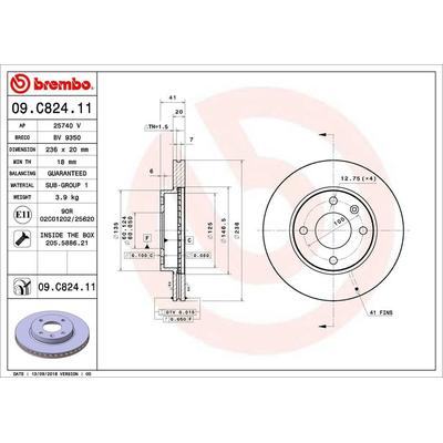 BREMBO Bremsscheibe COATED DISC LINE vorne rechts links innenbelüftet 236mm für VAUXHALL OPEL 569130 13584676 09.C824.11