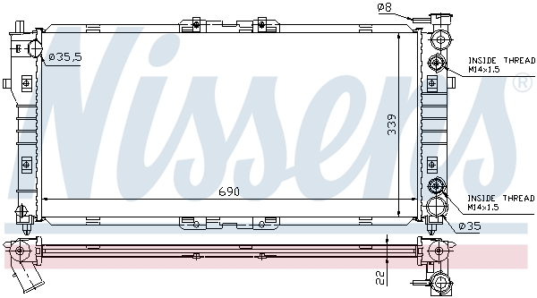 NISSENS Kühler, Motorkühlung mit Ölkühler für MAZDA FS2015200A FS2015200E FS2015200F 62393