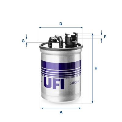 UFI Kraftstofffilter 24.003.00 85mm für VAG 7M0127401A Image