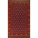 Red/ Navy Blue Geometric Tribal Kilim Area Rug Flat-weave Wool Carpet - 6'5" x 9'8"