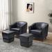 Ctesylla Vegan Leather Barrel Chair and Ottoman Set of 2 by HULALA HOME