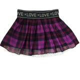 Jessica Simpson Bottoms | Jessica Simpson "Love" Girls Purple/Black Plaid Lace Hem Layered Skirt. Size Xs. | Color: Black/Purple | Size: Xsg