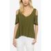 Free People Tops | Free People Bittersweet Cold Shoulder Short Sleeve Knit Top Olive Green - Small | Color: Green | Size: S