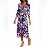 Lilly Pulitzer Dresses | Lilly Pulitzer Fleuris Midi Dress Onyx Wild Within Floral Xxs~Nwt $218 | Color: Black/Purple | Size: Xxs