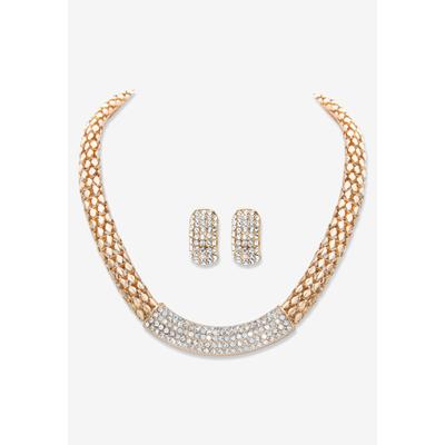 Women's Goldtone Crystal Earring and Choker Neckla...