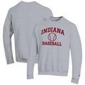 Men's Champion Gray Indiana Hoosiers Baseball Icon Crewneck Pullover Sweatshirt