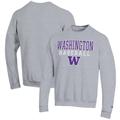 Men's Champion Gray Washington Huskies Baseball Stack Pullover Crewneck Sweatshirt