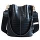 ANNI RIEL Leather Bucket Bag Crossbody Bag for Women Fashion Classic Crocodile Pattern Large Shoulder Bag Handbag Purses (Black)
