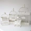 Decor Essentials Decorative Birdcages Candle Holder Metal Bird Cage Tealight Lanterns Vintage Candle Stick Holders Wedding Home Table Decoration/Birthday Parties Gift (Square Ivory Set of 4)
