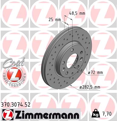 ZIMMERMANN Bremsscheibe 370307452 Vorderachse Gelocht 283mm 25mm für MAZDA Image