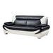 Faux Leather Upholstered Sofa with Pillow Top Armrest, White and Black