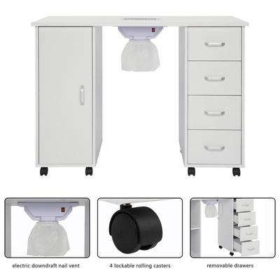 4 Removable Drawers Professional Nail Table with Fan White