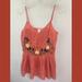 Anthropologie Tops | Anthropologie Seen Worn Kept Orange Embroidered Spaghetti Straps Top Size 4 | Color: Green/Orange | Size: 4