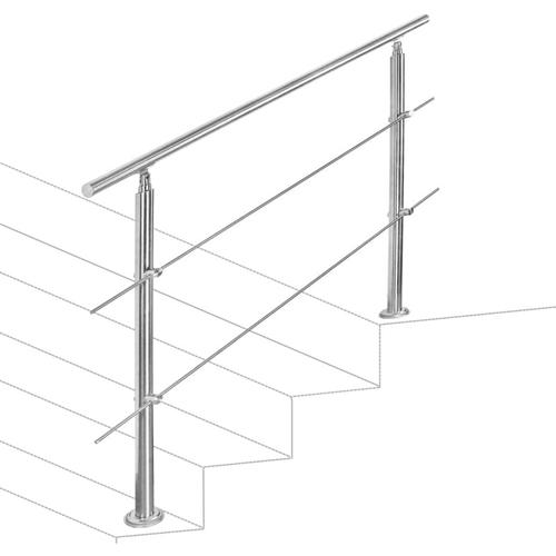 Treppengeländer 80cm 2 Querstreben Edelstahl Geländer und Handläufe Balkongeländer Aufmontage