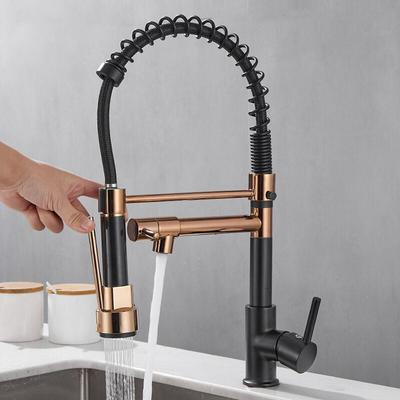 Wasserhahn Küche Spültischarmaturen mit Zwei Auslauf Küchenarmatur 360° Schwenkbar Mischbatterie Image