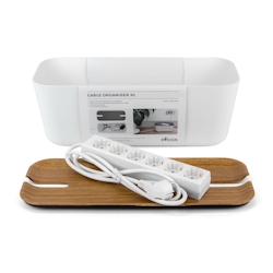 Bosign Kabelbox XL Organiser mit 6-fach Steckdosenleiste, Holzoptik