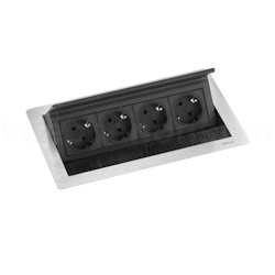 Schulte EVOline FlipTop Push M 00.027 Klappsteckdose 4 fach Edelstahl Image