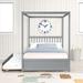 Full Bed with Twin Trundle, Solid Pine wood Bed Frame Durable,Flush Color Matching for a Clean Look