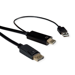 ROLINE HDMI-Kabel UltraHDTV - DisplayPort, ST/ST, schwarz, 1 m Image