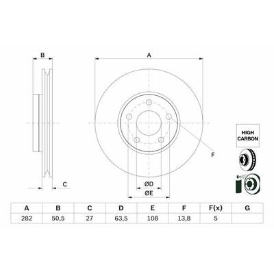 BOSCH Bremsscheibe vorne rechts links belüftet 282mm für FORD 2305503 0 986 479 F81