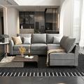Gray Sectional - Latitude Run® L-Shaped Modular Sectional Couch Reversible Modular Upholstered Sofa Polyester | 33.9 H x 87 W x 56 D in | Wayfair