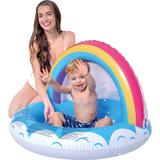 Northlight Seasonal 37" Inflatable Rainbow Canopy Baby Swimming Pool Plastic in Blue | 37 H x 26 W x 26 D in | Wayfair POOL CENTRAL JL 57155