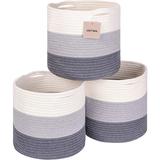 QIANXING Storage Cotton Basket Set Fabric in Gray/White | 11 H x 11 W x 11 D in | Wayfair wwy-L236