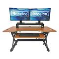 Rocelco Height Adjustable Standing Desk Converter w/ Built in Outlets Wood/Metal in Brown/Gray | 46 W x 23.1 D in | Wayfair R DADRT-46-DMS