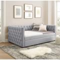Red Barrel Studio® Daybed w/ Trundle Upholstered Tufted Sofa Bed, w/ Button & Nail On Square ArmsBoth Twin Size | 31.5 H x 42.5 W x 85 D in | Wayfair
