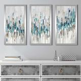 Wrought Studio™ "Blue Staccato" 3 Piece Print On Acrylic Plastic/Acrylic in Blue/Gray/Green | 25.5 H x 40.5 W x 1 D in | Wayfair