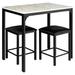 17 Stories 3pcs Counter Height Table Set 2 Chairs Bar Dining Room Faux Marble Black Wood/Metal in White | 32.5 H x 35.5 W x 23.5 D in | Wayfair
