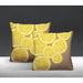 Bay Isle Home™ Lulu Yellow Lemon Print Indoor/Outdoor Square Pillow Polyester/Polyfill blend in Brown | 17 H x 17 W x 4.5 D in | Wayfair