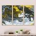 Mercer41 Black White & Yellow Liquid Marble Art II - Modern Framed Canvas Wall Art Set Of 3 Canvas, in Black/White/Yellow | Wayfair