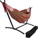 Arlmont & Co. Keilly Double Hammock w/ Stand Cotton in Red | 42 H x 40 W x 100 D in | Wayfair 49F0AA016DA04D298EE72E98E61EF318