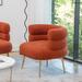 Barrel Chair - Etta Avenue™ Demetrius 30" W Upholstered Barrel Chair Polyester/Fabric in Brown/Yellow | 30 H x 30 W x 28 D in | Wayfair