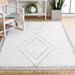 Gray/White 96 x 60 x 0.2 in Indoor Area Rug - Union Rustic Anahli Geometric Handmade Handwoven Cotton Area Rug in Ivory/Gray Cotton | Wayfair