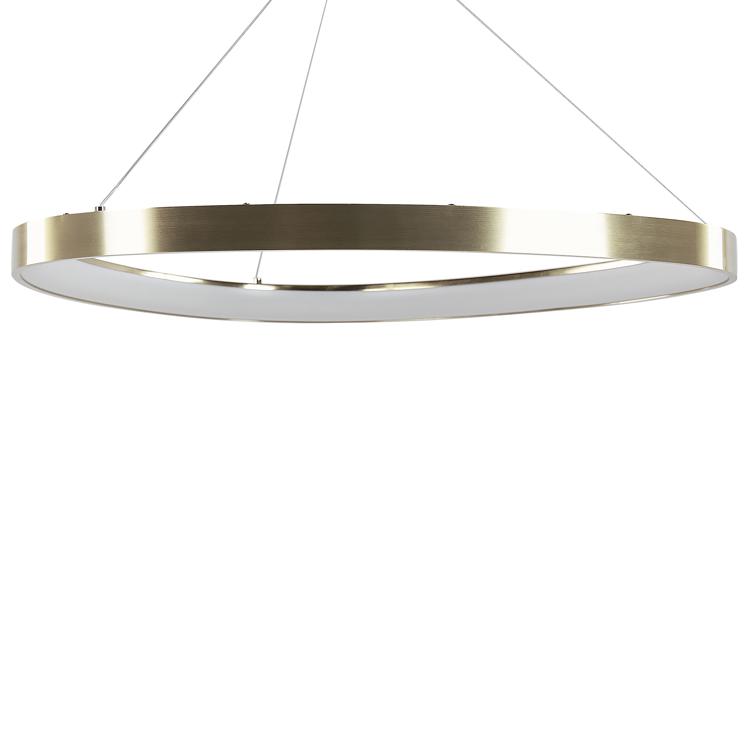 LED Hängelampe Gold Metall ø 61 cm Rund Saturn-Optik Ringform Kreisform Modern Glamour für Küche Esstisch Wohnküche Hohe Decken Innenräume
